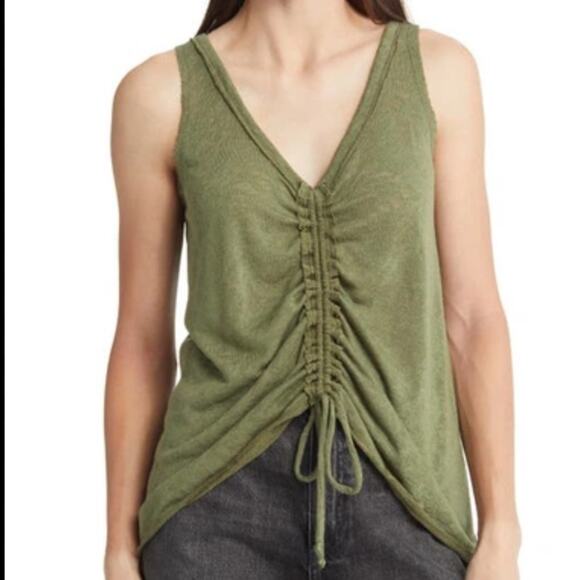 Treasure & Bond Cinched Front Knit Tank - Black Size XS - Picture 2 of 6